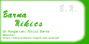 barna mikics business card